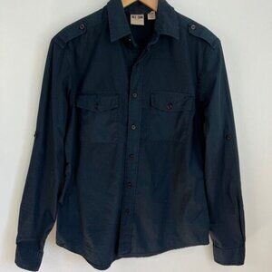 All Son Men's Size Small Black Long Sleeve Button Down Shirt Workwear Chore Shir
